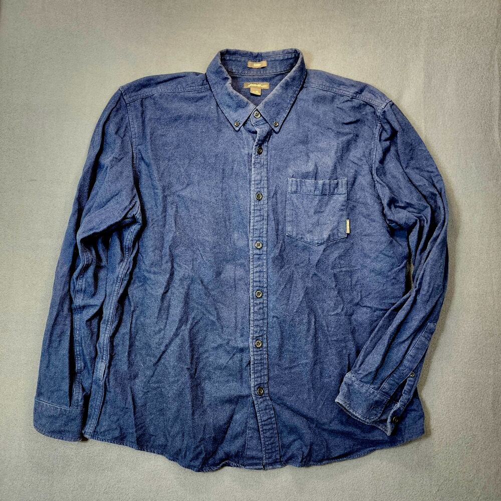 Eddie Bauer Shirt Mens XL Classic Fit Blue Chamois Outdoor Workwear